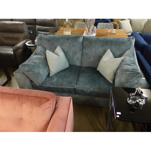 1392 - A teal shark skin upholstered two seater sofa