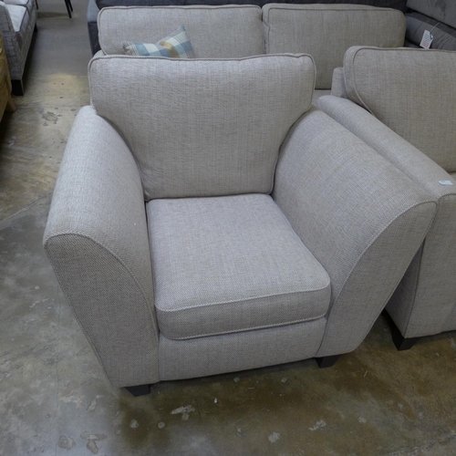 1415 - A champagne textured weave three seater sofa and armchair