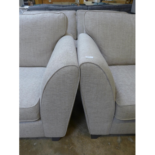 1415 - A champagne textured weave three seater sofa and armchair