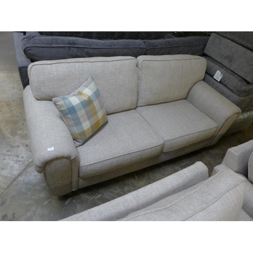 1416 - A champagne textured weave 2.5 seater sofa