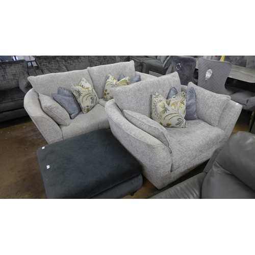 1430 - A grey textured weave 2.5 seater sofa and love seat with patterned scatter cushions