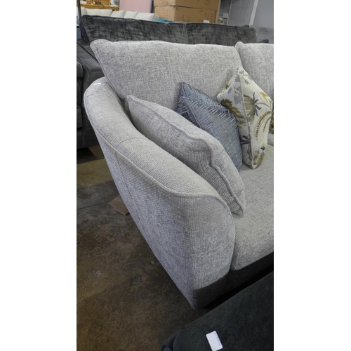 1430 - A grey textured weave 2.5 seater sofa and love seat with patterned scatter cushions