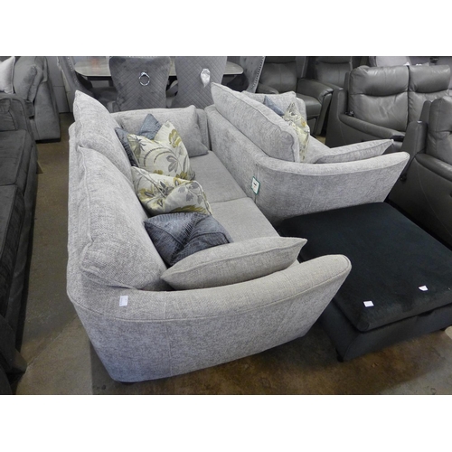 1430 - A grey textured weave 2.5 seater sofa and love seat with patterned scatter cushions