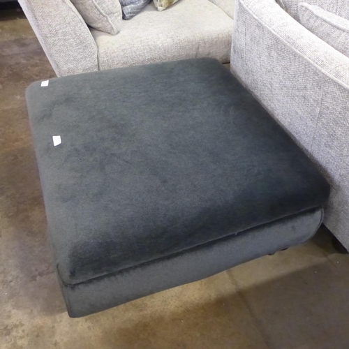 1433 - A dark grey velvet ottoman footstool