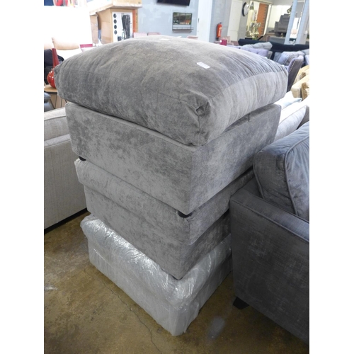 1436 - Three grey velvet footstools