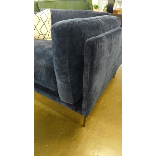 1445 - A pair of blue velvet Grand Designs upholstered small two seater sofas/loveseats