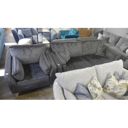 1432 - A Barker And Stonehouse charcoal velvet four seater sofa and armchair