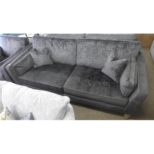 1432 - A Barker And Stonehouse charcoal velvet four seater sofa and armchair