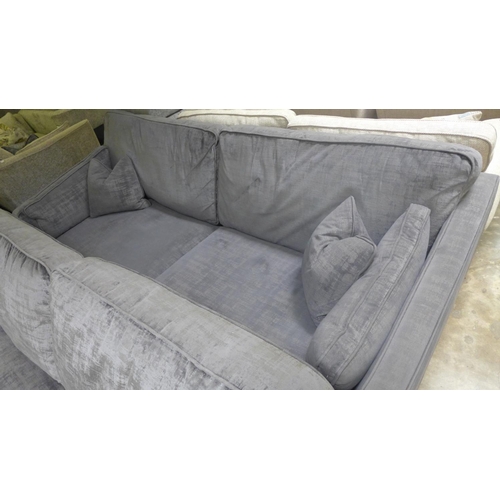 1463 - A pair of Barker And Stonehouse magnesium upholstered four and three seater sofas (both have had som... 