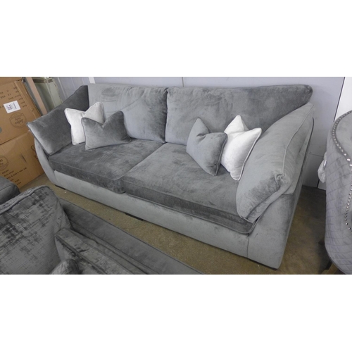 1464 - A Barker And Stonehouse grey velvet upholstered four seater sofa