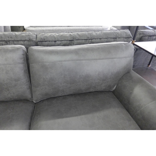 1466 - A grey vegan leather upholstered three seater sofa