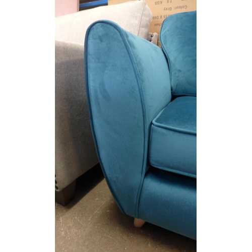 1470 - A Hoxton teal velvet upholstered armchair