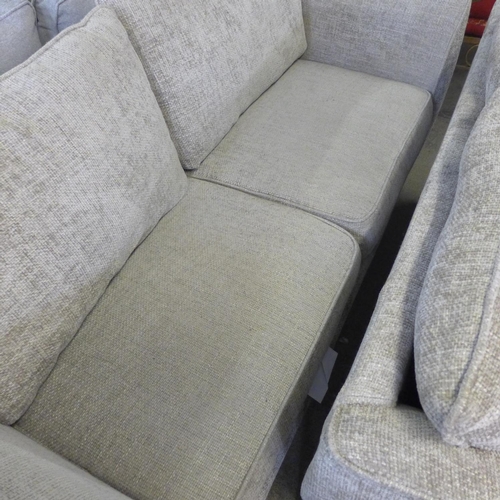 1572 - Oatmeal upholstered three and two seater sofas - worn