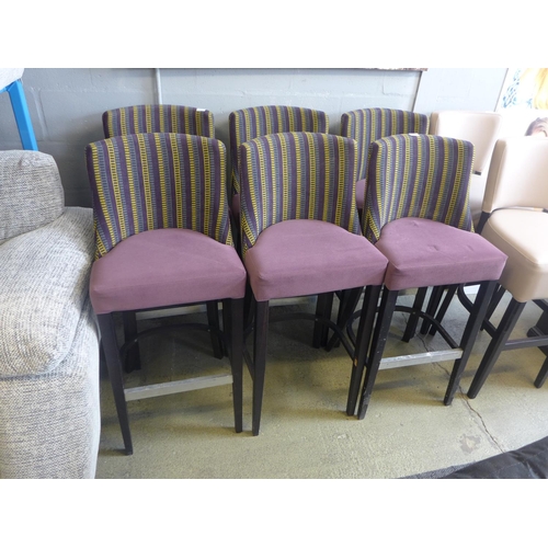 1627 - A set of six purple upholstered barstools