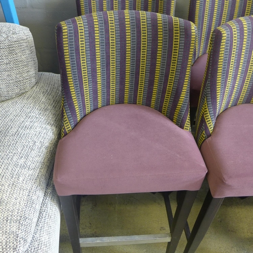 1627 - A set of six purple upholstered barstools