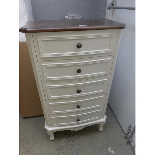 1631 - A five drawer tallboy with contrasting top