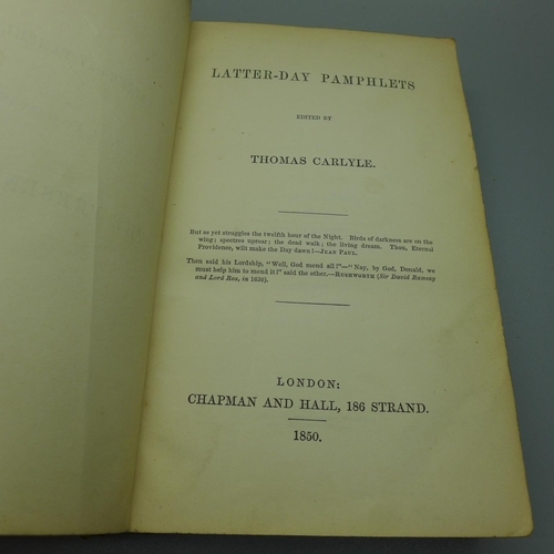 726B - Two volumes: Latter Day Pamphlets 1850 and The Works of Cornelius Tacitus 1811