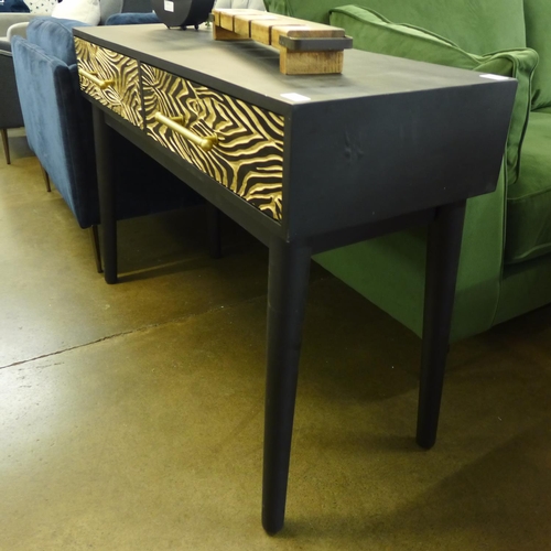 1309 - A two drawer zebra design console table