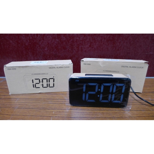 2120 - 2 Wood grain effect digital USB LED alarm clocks