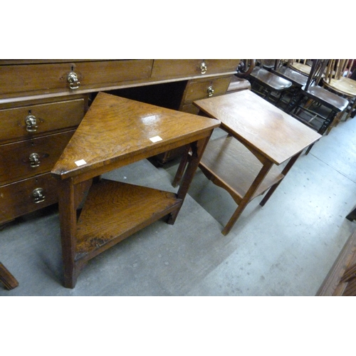 196 - An occasional oak table and corner table