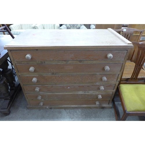 218 - A pine six-drawer plan chest