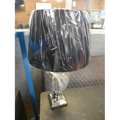 1308 - A black marble effect urn table lamp with black shade, H 62cms (LT057M28)   #