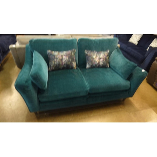 1340 - A marina blue velvet 2.5 seater sofa