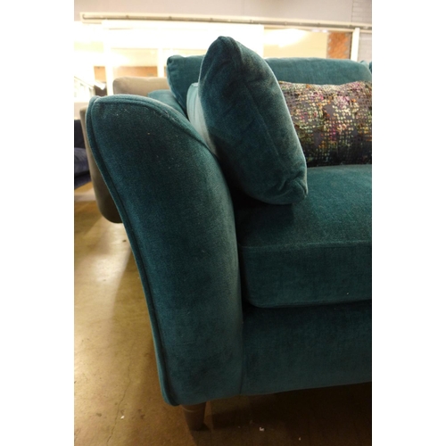 1340 - A marina blue velvet 2.5 seater sofa