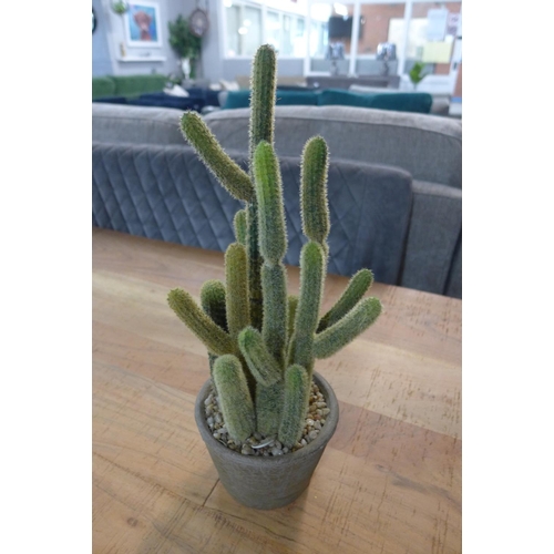 1342 - An artificial cactus in a rustic pot (505941339962616)   #