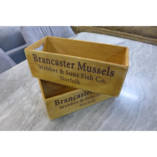 1441 - A pair of Brancaster Mussels wooden storage boxes (FL3805)