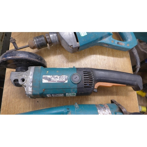 2012 - 2 Makita angle grinders, Makita drill & Makita chop saw - all 110v