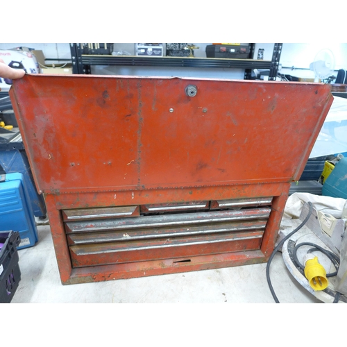 2014 - Large red metal toolbox with tools