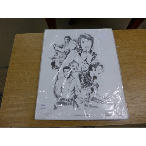 2124 - 10 Full sets of 13 black and white Elvis Presley satin paper posters (wipe clean)