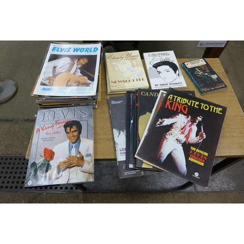 2125 - Box of Elvis Presley books/magazines/leaflets and magazine posters