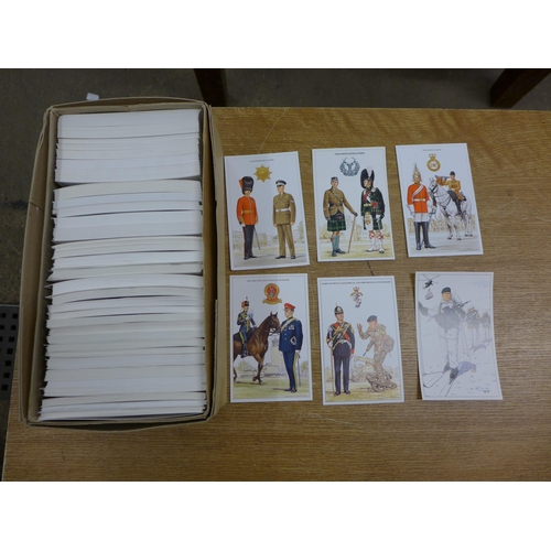 2126 - Box of approx. 700-800 single military postcards (many duplications)