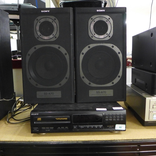 2146 - Sony compact disc player (CDP-M302) and Sony speakers (SS-A70E)