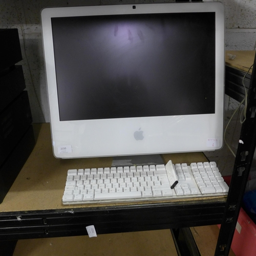 2150 - Apple Mac computer, keyboard with remote, a/f