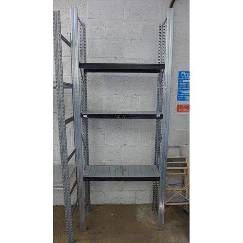 2189 - Metal system racking, 1ft deep, 3ft wide, 8ft tall - 3 shelves