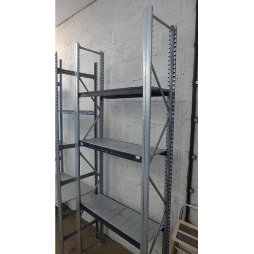 2189 - Metal system racking, 1ft deep, 3ft wide, 8ft tall - 3 shelves