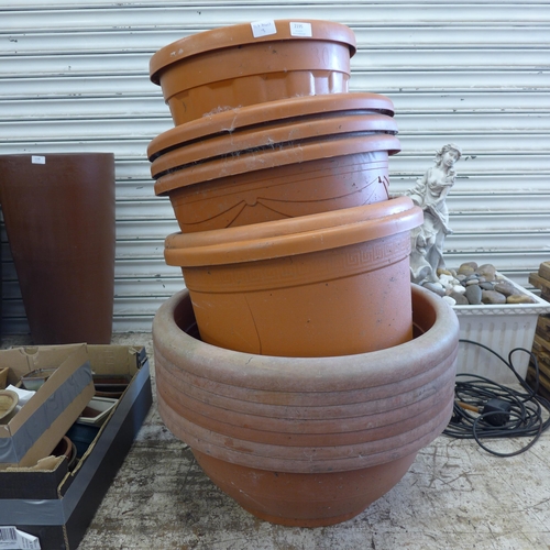 2195 - 17 Assorted terracotta coloured professional planters