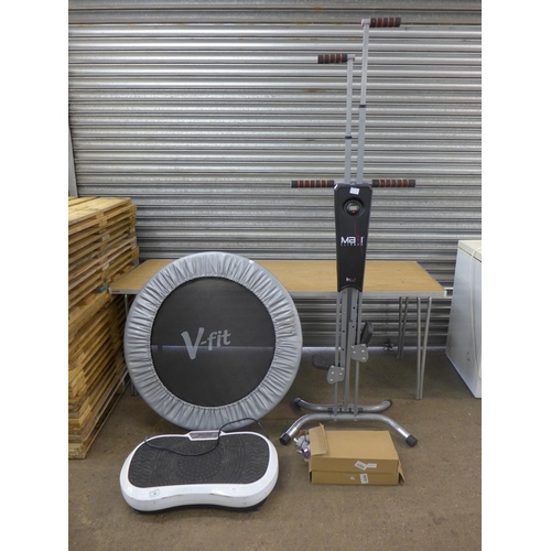 2223 - Wobble board, hoola-hoops, V-Fit trampoline and Maxi Climber exercise machine