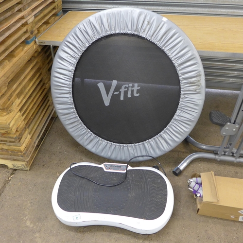 2223 - Wobble board, hoola-hoops, V-Fit trampoline and Maxi Climber exercise machine