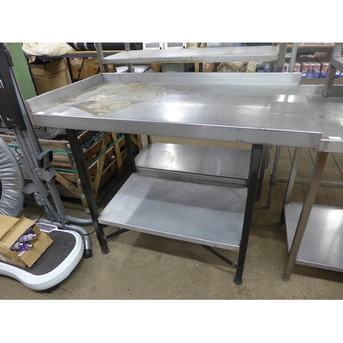 2224 - Approx. 4ft two shelf stainless steel catering table