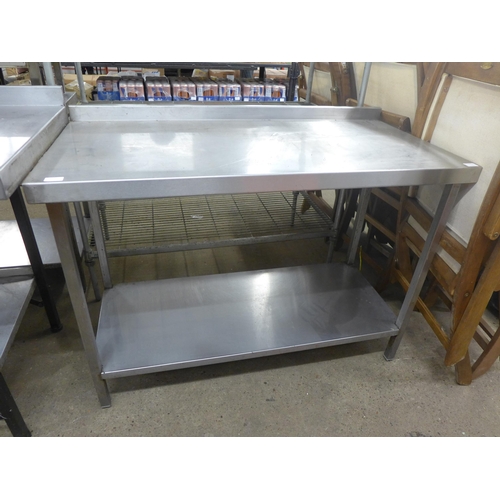 2226 - Approx. 4ft, two shelf stainless steel catering table