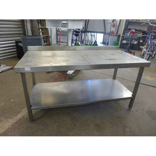 2227 - Approx. 3½ft  two shelf stainless steel catering table