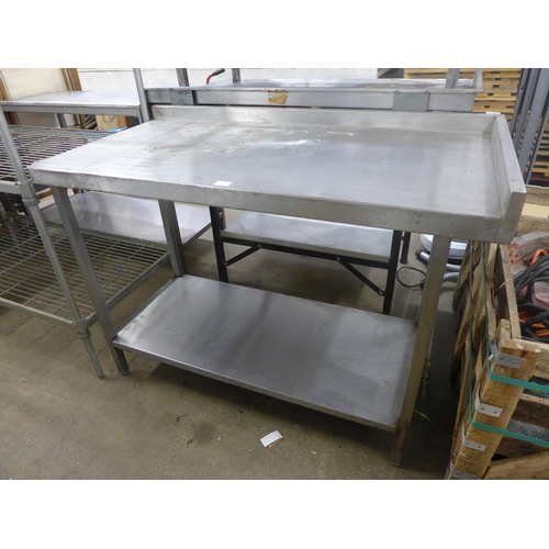 2227A - Approx. 3½ft two shelf stainless steel catering table