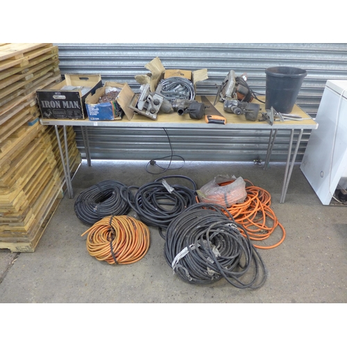 2239 - Crate of miscellaneous items including . nails, pipe, saw, air line hose and a small qauntity of han... 