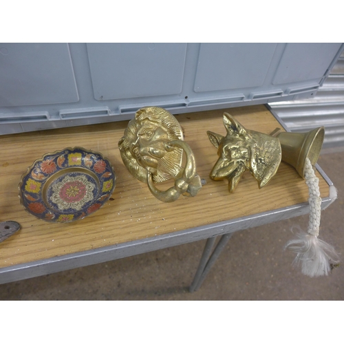 2292 - Metal ware bundle: cockerel bell, vice, blow torch, etc.