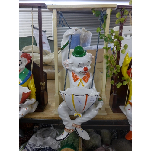 2300 - Three porcelain clown hanging planters