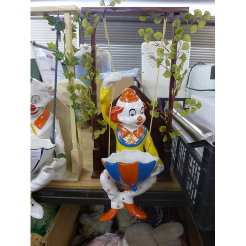 2300 - Three porcelain clown hanging planters